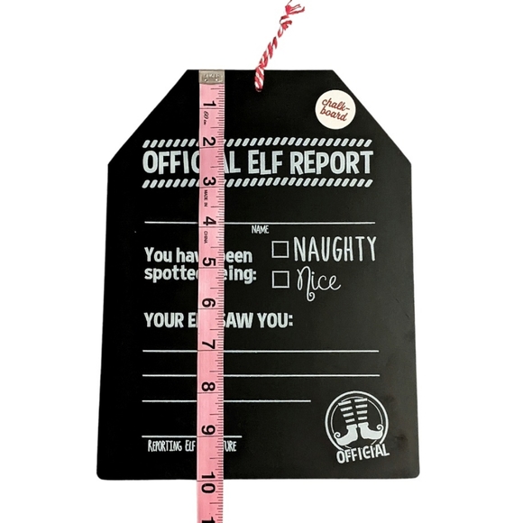 NWT! Novelty Chalkboard Official Elf Report Hanging Tag/Sign | Large 7. - Picture 7 of 9